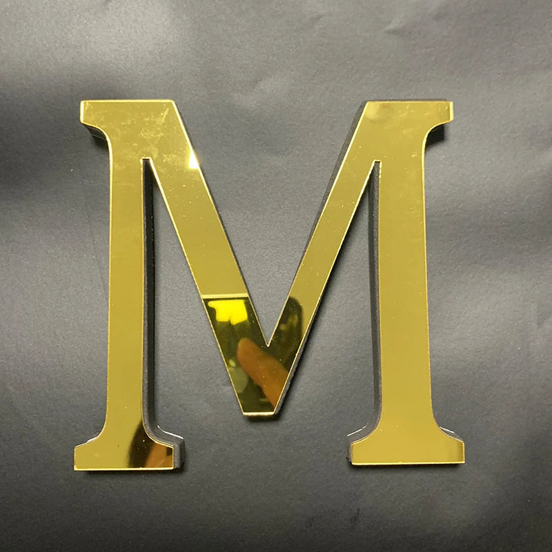 lettre décorative acrylique effet miroir doré décoration murale mariage fête maison moderne