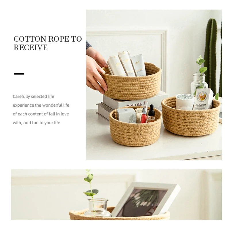 corbeilles rangement tissées main motifs géométriques couleur rose beige gris multicolore respectueuses environnement rustique