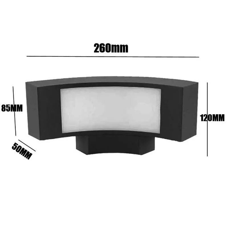 lampe murale moderne led 18w noir gris étanche ip65 aluminium polycarbonate
