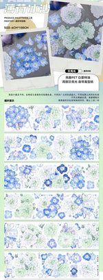 ruban décoratif floral stickers papillons fleurs bleu violet vert transparent bricolage scrapbooking diy