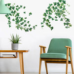 sticker mural lierre feuilles vert illustration aquarelle adhésif décoration intérieure moderne naturel bohème