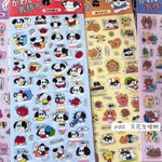 sticker kawaii mignon clips bleu jaune rose textes japonais dessins animés album autocollants