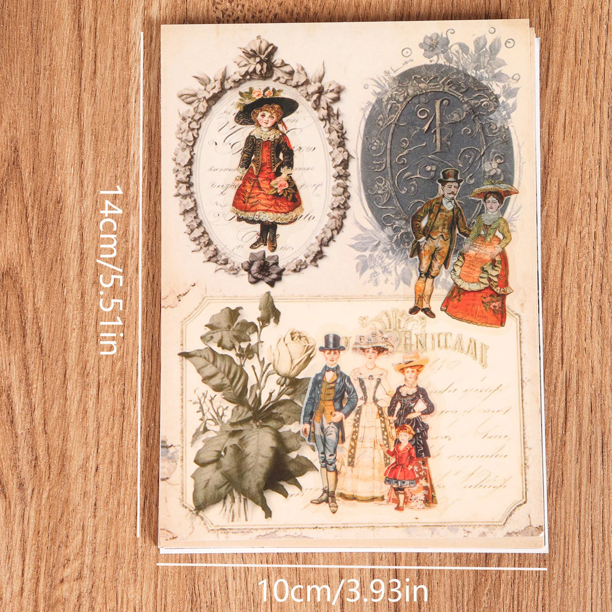 sticker vintage multicolore historique fleurs portraits lettres adhésif scrapbooking papier art auto collant fournitures