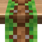 tapis table jeu vidéo pixel art moderne vert marron gris blocs décoration