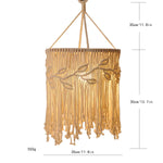 lampe suspendue macramé boho franges coton main beige clair décorative artisanale
