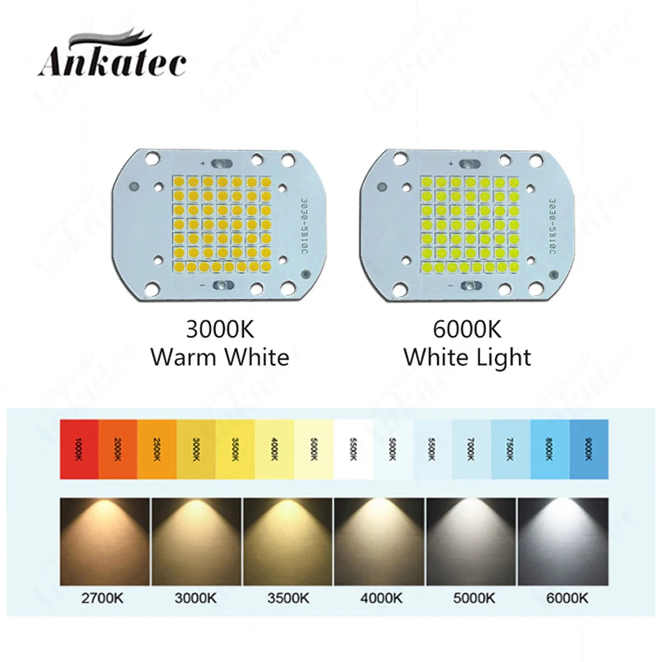 plaque led intégrée 50w 3000k 6000k 120° angle 50 leds aluminium moderne 7500lm 3030smd