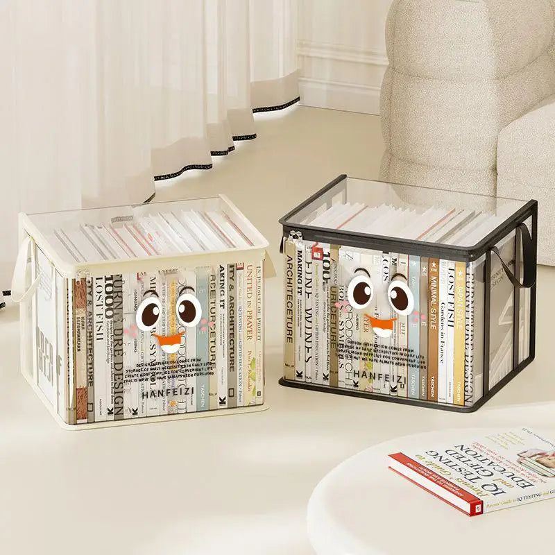 boîtes rangement transparentes imprimées livres poignées détachables moderne étudiante dortoir chambre