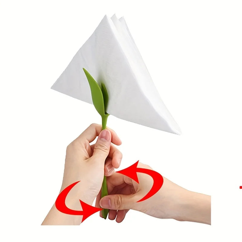 serviettes pliées fleurs couleurs vert blanc rose jaune violet moderne minimaliste pack 10pcs