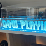enseigne lumineuse néon now playing bleu clous câble usb interrupteur réutilisable salon