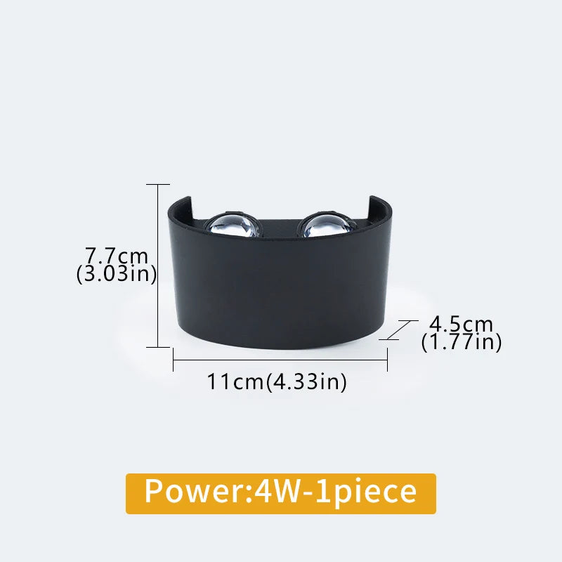 lampes murales led modernes noires 2w 4w blanc chaud froid éclairage intérieur extérieur ip65