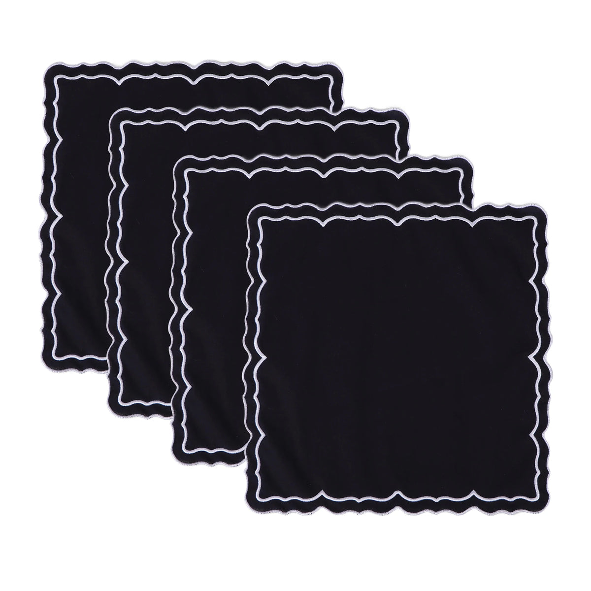 lot serviettes table coton fleurs bordure dentelée rose vert bleu