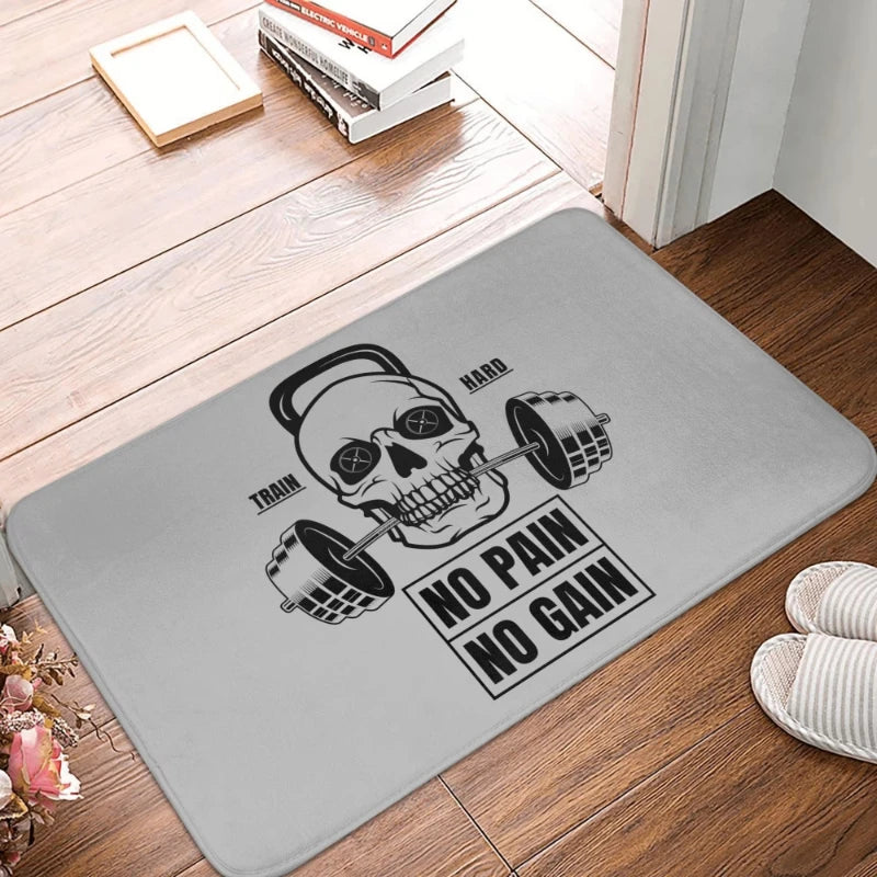 tapis sol salle sport motif musculation antidérapant intérieur moderne noir gris blanc