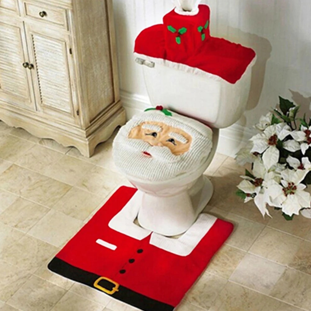 couvre sièges toilette motifs noël père noël bonhomme renard tapis festive deco adhésif