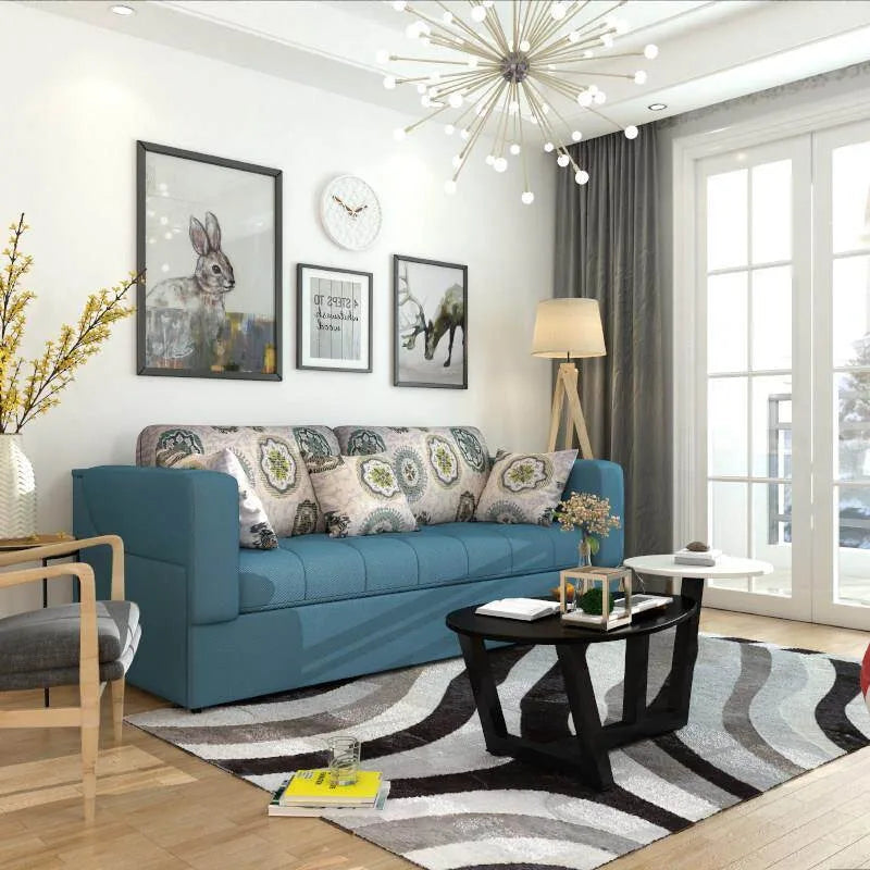 canapé lit pliant moderne gris bleu jaune blanc tissu floral high elastic foam sponge