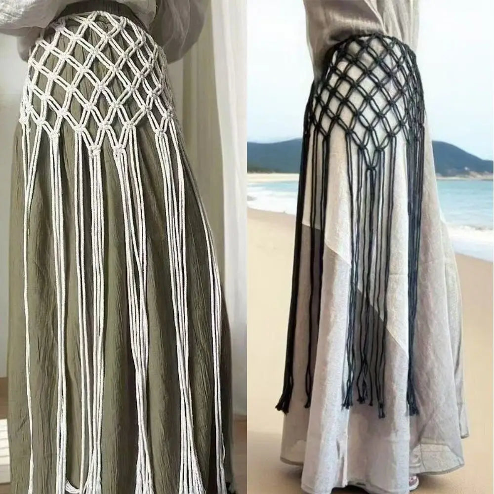 ceinture boho chic rose clair maille tressée coton tissé main ethnique unisexe