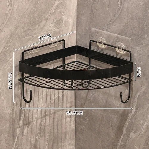étagère salle bain dorée grille métal moderne fixée suction rangement produits toilette crochet