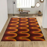 tapis marron orange rouge moderne rétro rayures ondulées polyester salon chambre extérieur