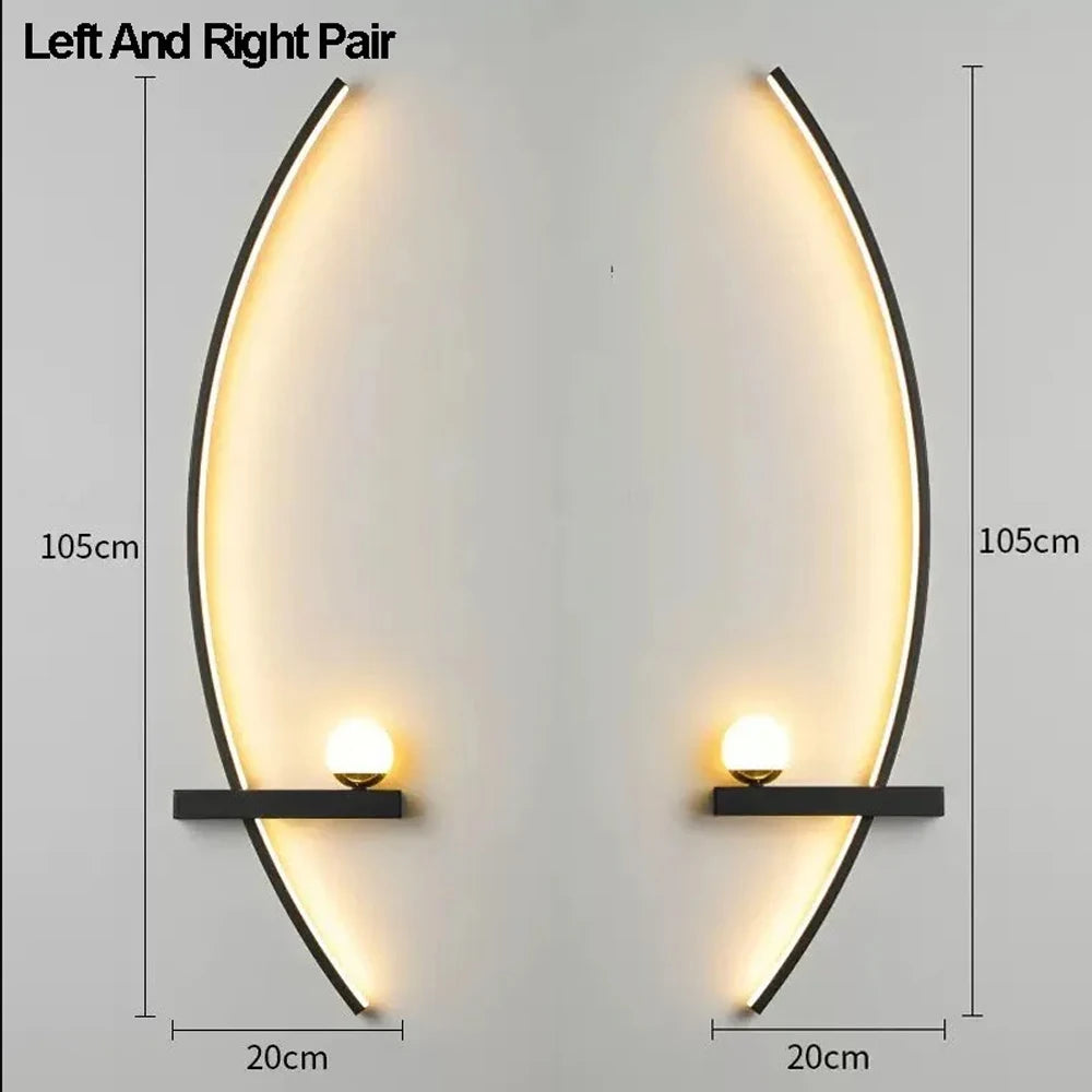 lampes murales modernes étagère noir blanc marbre dimmable 2000lm 105cm