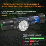 lampe frontale led rechargeable type 10w noir bandeau élastique réfléchissant moderne utilitaire camping