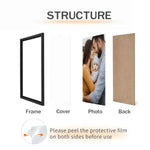 cadre photo moderne noir blanc bois transparent 21x30cm 30x40cm verre inclusion photo