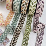 ruban polyester multicolore motif feuilles 10 yards largeur 3.6cm élégant rideau accessoires vestimentaires