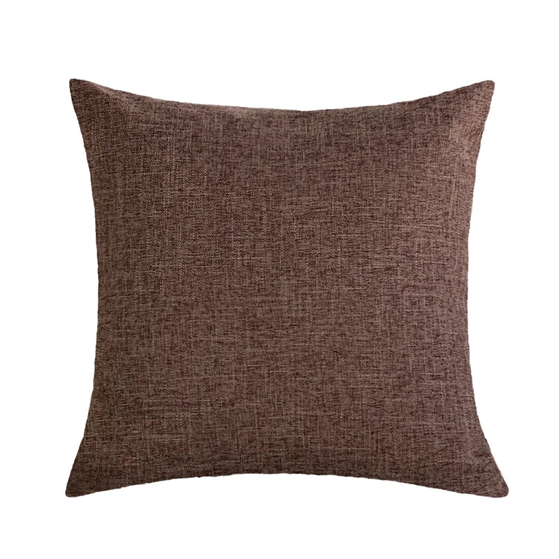 housse coussin marron clair texture lin moderne 45x45cm respectueux environnement nordique maison hospitalière