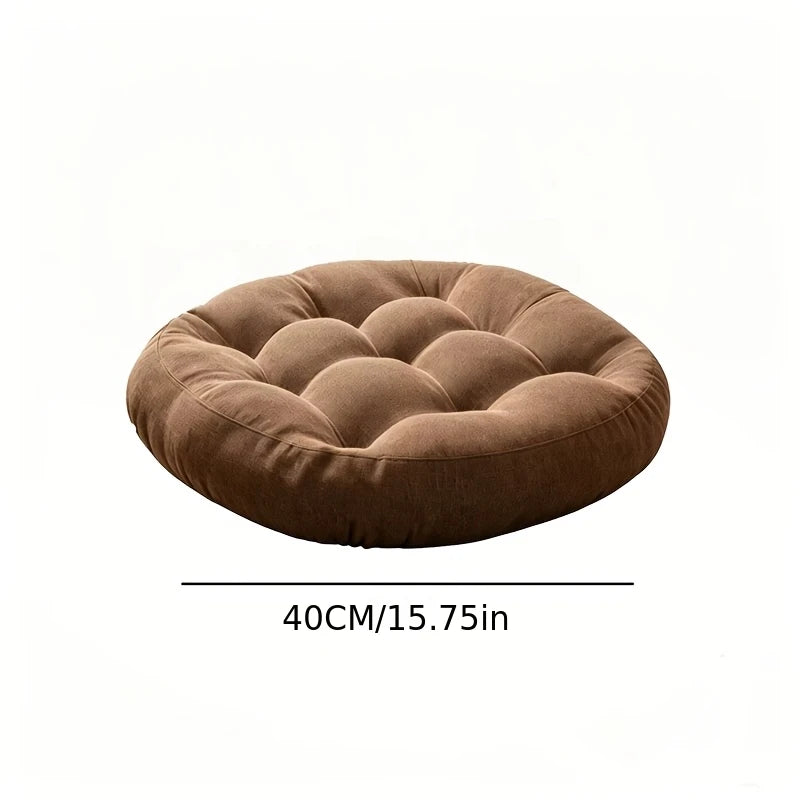 coussin sol rond velours méditation yoga confort moderne bleu marron jaune