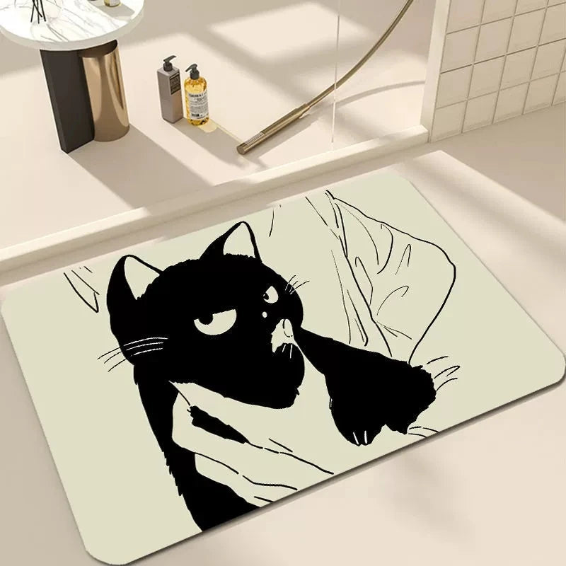 tapis sol décoratif chat dessin animé bienvenue intérieur salon chambre moderne anti dérapant polyester