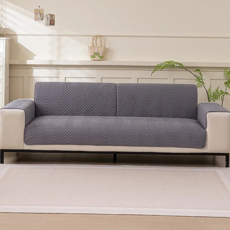 housse canapé extensible imperméable anti griffes animaux salon moderne gris beige rayures