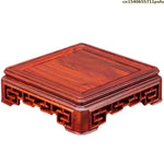 support bois rouge foncé motif ajouré classique décoration artisanale pot fleur thé