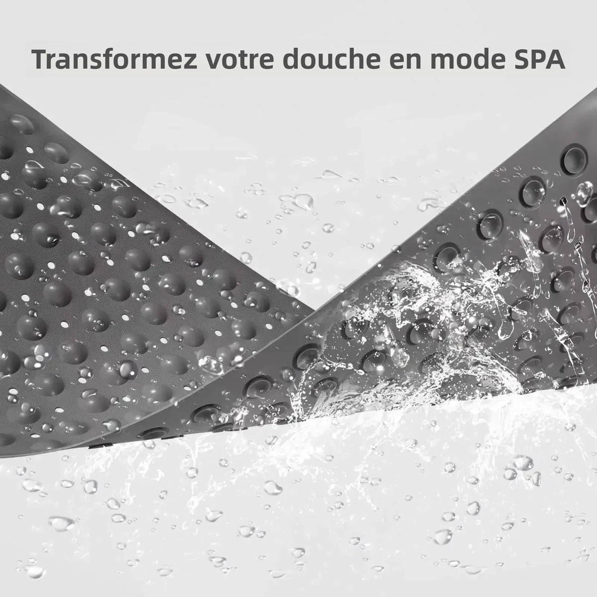 tapis bain antidérapant pvc ventouses trous drainage moderne gris blanc