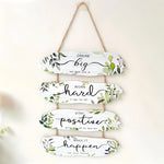 décoration murale bois rustique motifs végétaux feuilles branches inspirant motivant panneau suspendu corde sweet