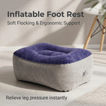 repose pieds gonflable velours gris bleu massage voyage relaxation support opaque ergonomique
