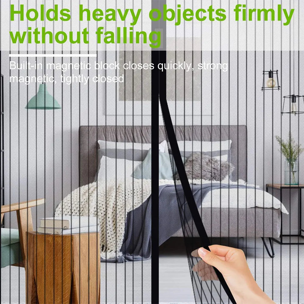 rideau porte magnétique anti insectes polyester noir maille fine moderne plié maison sécurité chambre