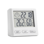 mini horloge alarme blanc affichage température humidité emojis moderne compact lcd numérique