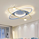 luminaire suspendu moderne étoiles constellation blanc bleu or chambre salon
