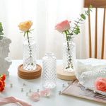 vases vintage verre marron vert transparent rétro diamant geometrique decoration table maison