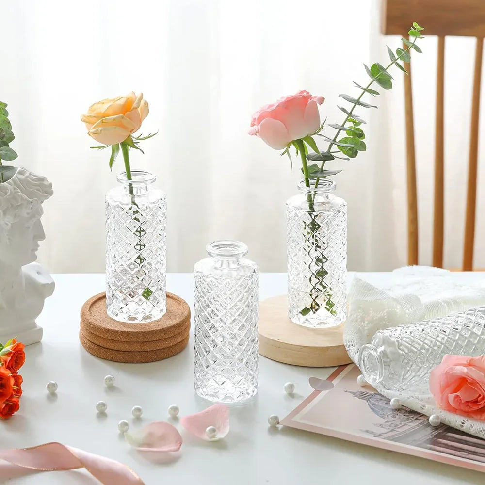 vases vintage verre marron vert transparent rétro diamant geometrique decoration table maison