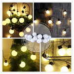 guirlande lumineuse noël blanc boules sphériques moderne clips câble noir 20 ampoules