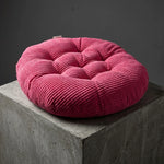 coussin chaise rond velours côtelé rose doux assise sol tabouret