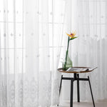rideau brodé floral transparent classique blanc fenêtre 100cm large jusqu'à 2m haut
