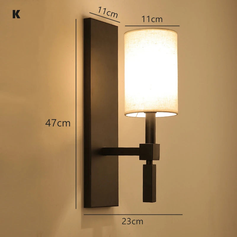 lampe murale moderne abat jour tissu noir blanc éclairage chambre salon entrée minimaliste