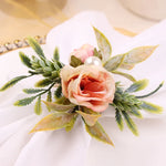 porte serviettes fleurs artificielles roses feuilles romantique multi couleur blanc vert beige