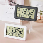 horloge murale réveil numérique thermomètre hygromètre led moderne carré noir blanc rose vert