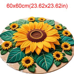 tapis fleur tournesol jaune vert moderne 60x60cm polyester antidérapant salon chambre