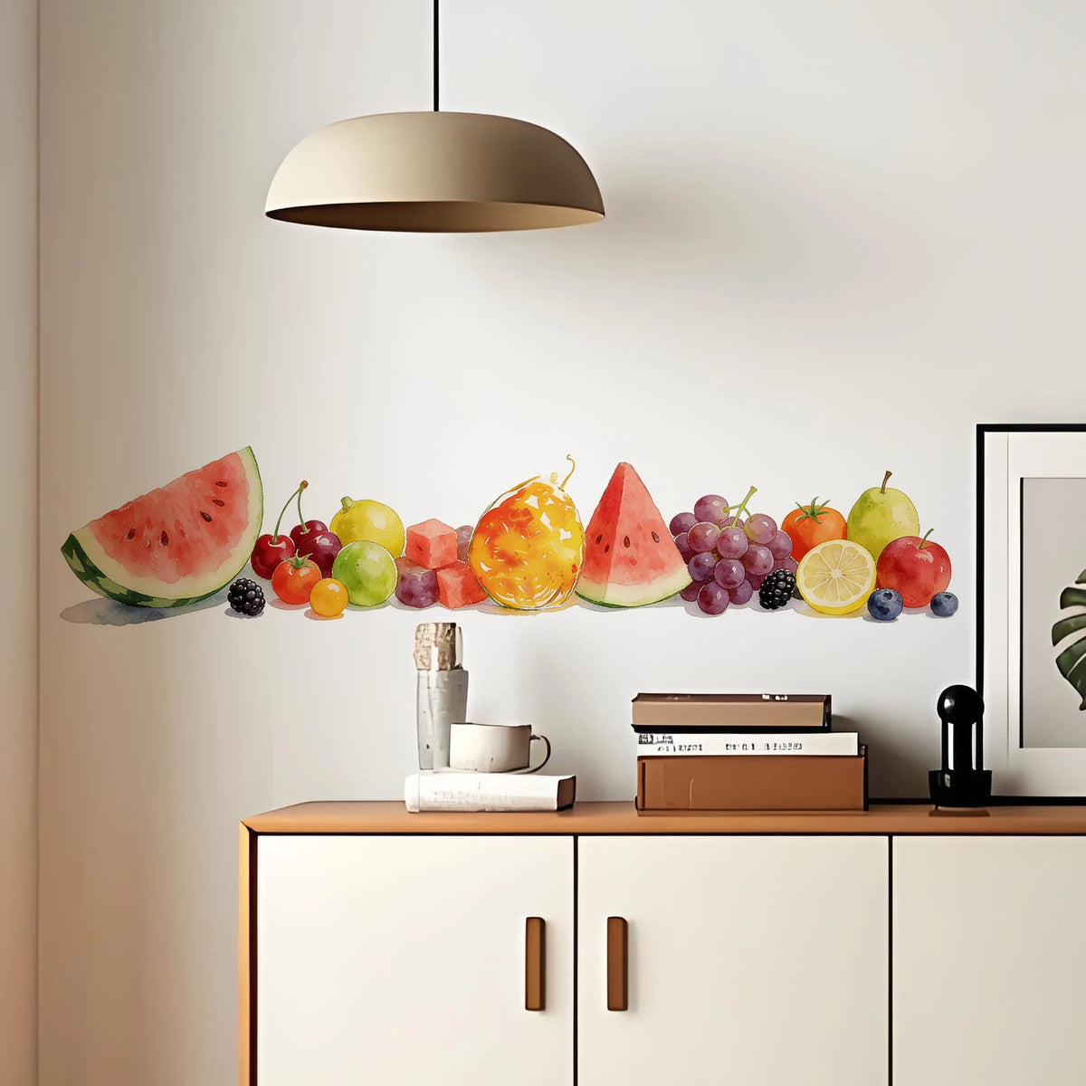autocollant mural fruits été multicolore pastèque raisins adhésif vinyle résistant eau nature morte réaliste