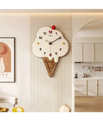 horloge murale moderne créative blanc jaune rouge noir glace crème chiffres pointeurs