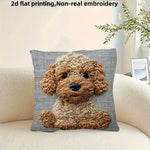 housse coussin chien cartoon beige marron polyester carré lit canapé décoration maison