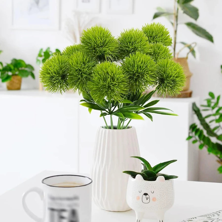 bouquet fleurs artificielles dandelion moderne minimaliste anniversaire mariage décoration intérieure extérieure blanc vert rose