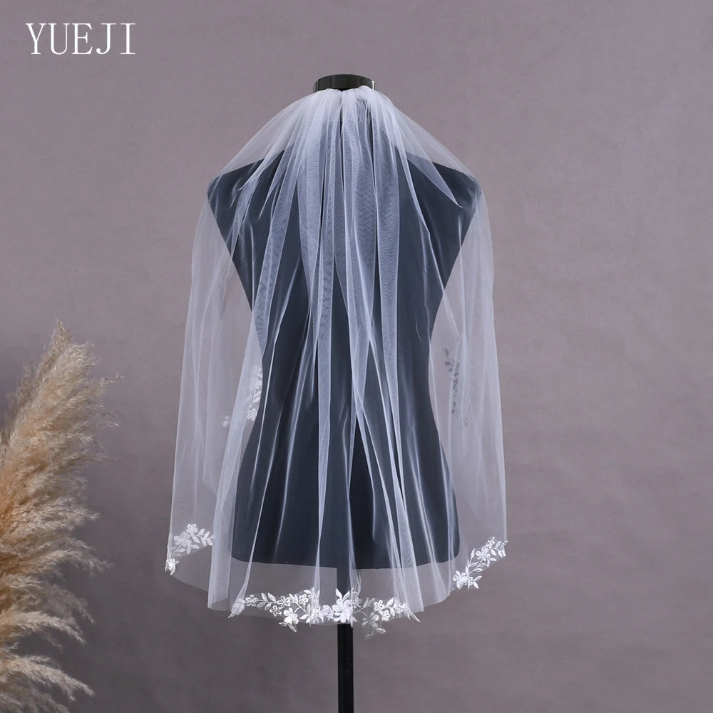 voile mariée blanc broderies florales classique monocouche translucide femme soirée